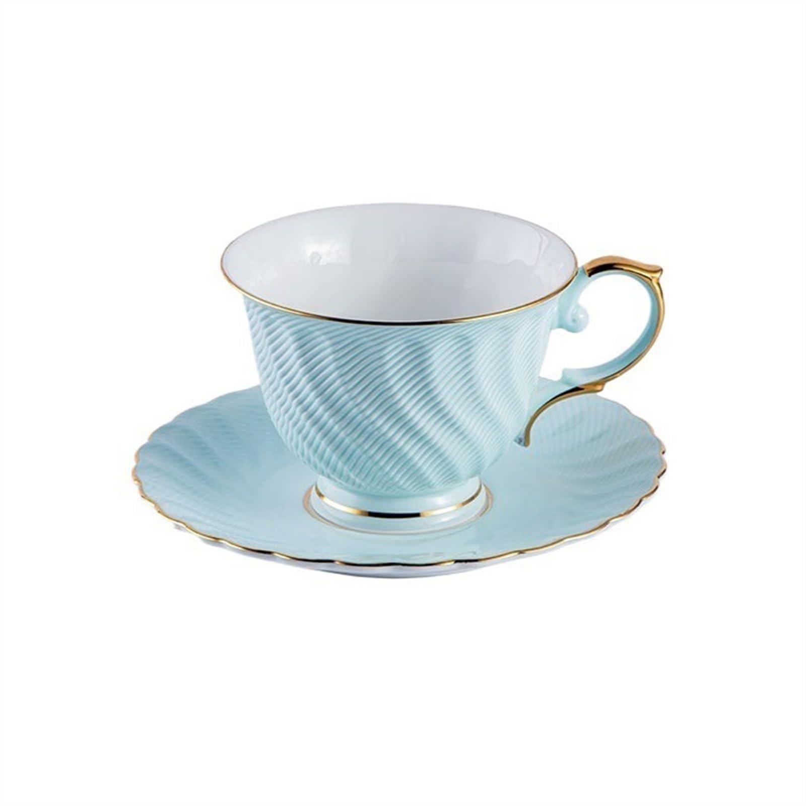Taza de café Tazas y platillos de café con leche, bonitos franceses cerámica, exquisito juego té la tarde for el hogar Tazas de chocolate(Blue)
