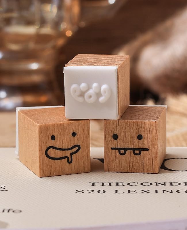 25Pcs Cute Emoji Rubber Stamps Set – Wooden Mini Rubber Stamps for Journaling, Scrapbooking, Card Making, DIY Crafts, Emotion Rubber Stamps for Planner & Diary
