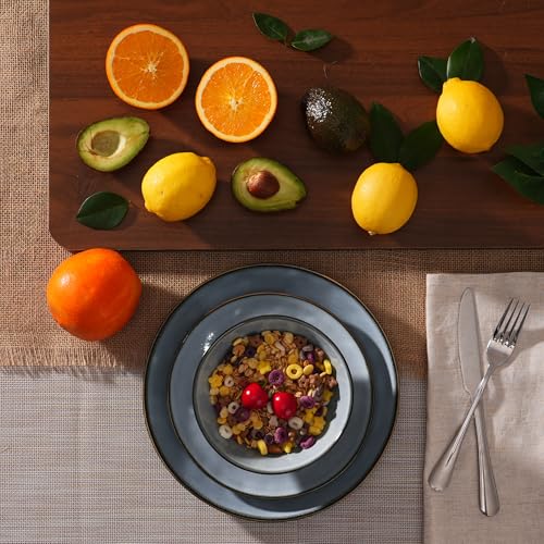 Richmount Ocean 12 Piece Dinner Set, 3D Wave Relief Irregularly Shaped Plates and Bowls Set, Dinner Sets for 4, Reactive Glaze Dinnerware Sets, Dishwasher & Microwave Safe, Stylish & Durable, Blue - Image 7