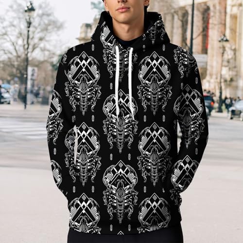 LOAIHA Men's Marble Print Pullover Hoodie Soft Terry Cloth Sweatshirt Drawstring Casual Streetwear Abstract Pattern2
