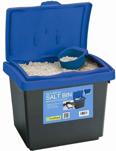 AMOS 30Ltr 25kg Rock Salt Storage Bin Grit Spreading Plastic Box Container with Scoop