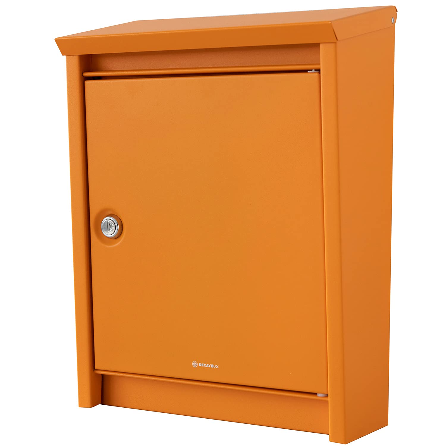 D110 Modern Mailbox Wall Mount Contemporary Classic Design Postbox with Lock and Key Extra Large European Letterbox Rust Proof for Apartment (Orange)