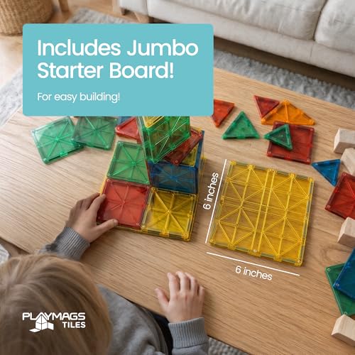 Playmags 100-Piece Magnetic Tiles Set with ABC Learning Tiles — view 5