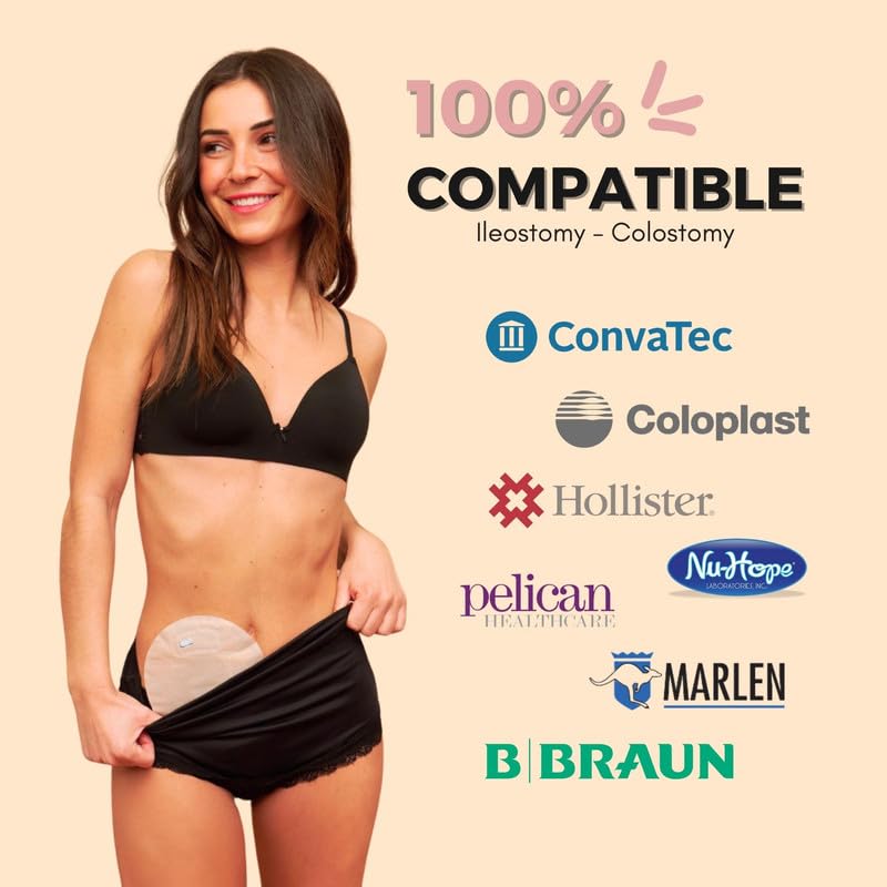 SIIL Ostomy Incontinence Protective Briefs & Underwear for Women, Leakproof Ostomy Underwear with Inner Pocket | Made in EU Black