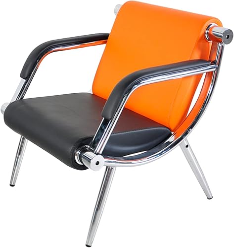 Silla de sala de espera con reposabrazos, 1 asiento, color naranja y negro, muebles de oficina de piel sintética, asientos de invitados, vestíbulo
