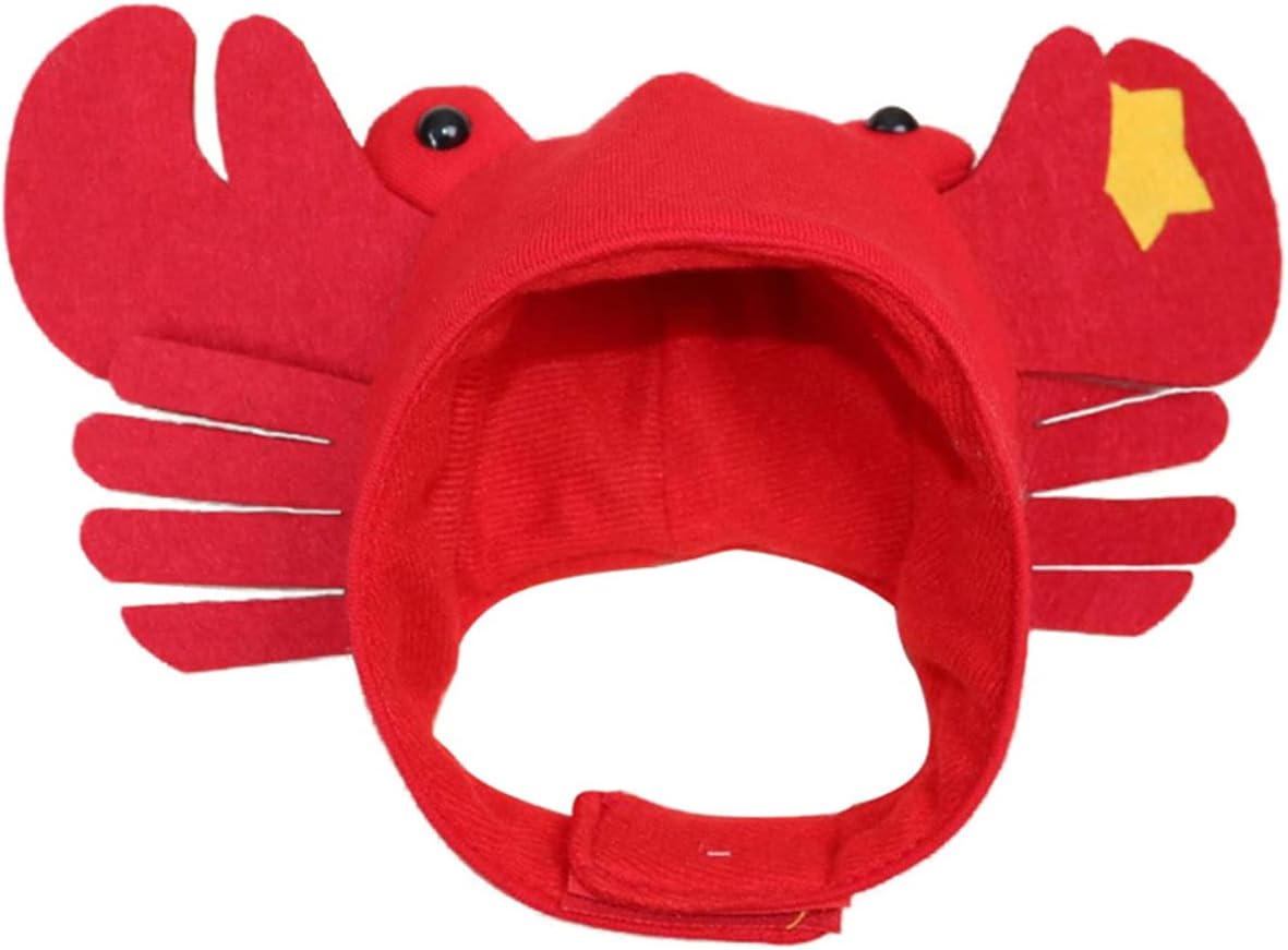 Dzrige Halloween Pet Crab Hat Red Plush Crab Hat Funny Cat Pup Small Pet Hat Halloween Crab Headwear for Halloween Masquerade Dress Up Cosplay