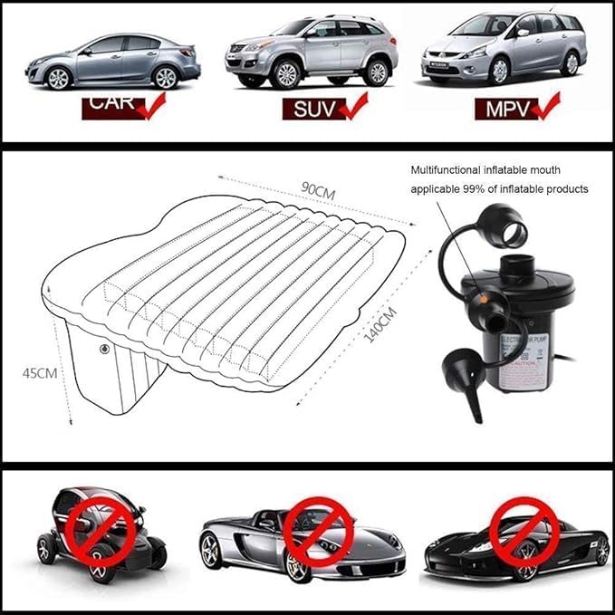 VGMAX Premium Car Inflatable Bed with Pump & 2 Air Pillow|Quick Inflatable Back Seat Bed|Car Inflatable Mattress|Car Bed Mattress| for Kids,Travel,Trip,Camping,Picnic,Pool & Beach (Grey) 4