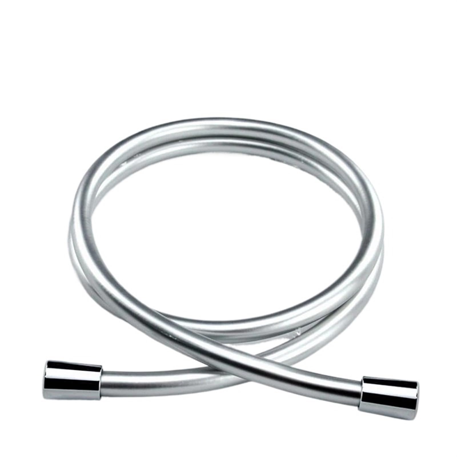 PVC High Pressure Silver & Black Smooth Shower Hose for Bathroom Handheld Head Flexible Plumbing Anti Winding GI/2 Universal(PVC 1.5M Silver)