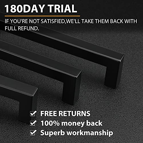 Oyx 10 Pack 5 Inch Matte Black Cabinet Pulls Black Drawer Handles,Black Pulls For Kitchen Cabinets Handles Black Hardware For Cabinets And Drawers,Square Drawer Pulls 5" Hole Center #TOP2
