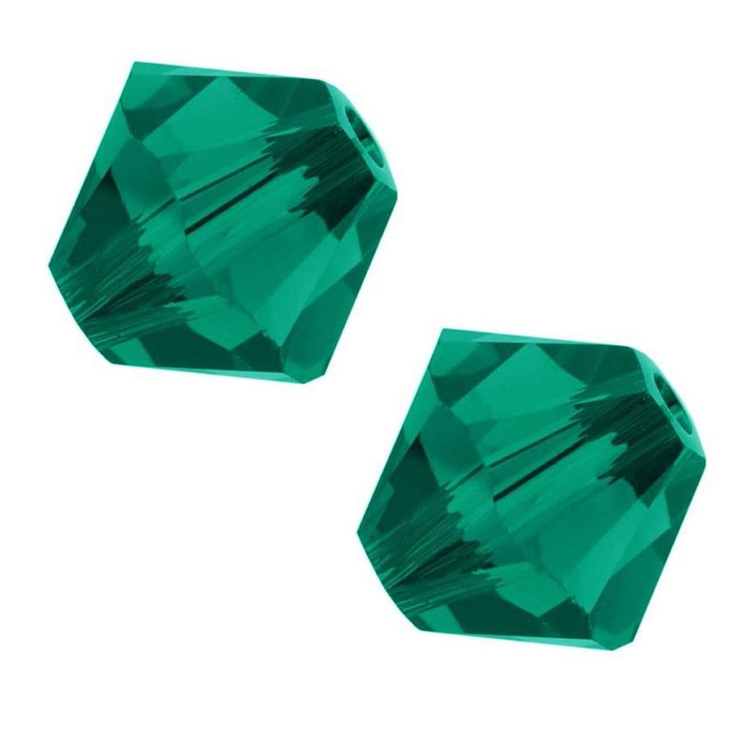 200pcs Adabele Austrian 4mm (0.16 Inch) Small Faceted Loose Bicone Crystal Beads Emerald Green Compatible with Swarovski Crystals 5301/5328 SSB424