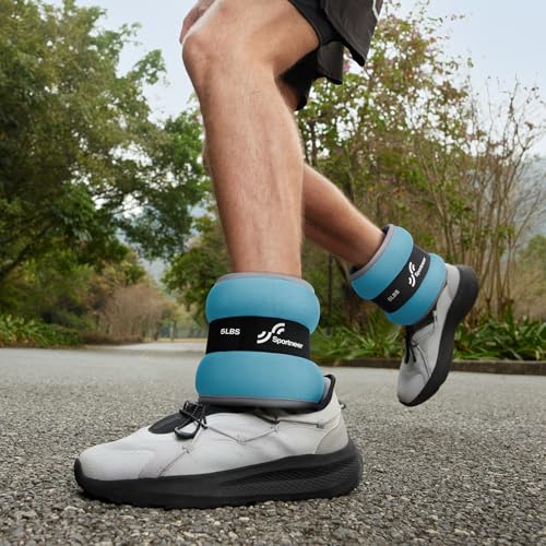 Image of Sportneer Ankle Weights Wrist Weights Pair of 1 /2 /4 /6 /10 LBS for Men Women Kids Strength Training Wrist and Ankle Weights Set with Reflective Strips for Dancing Running Walking Fitness Workout Gym