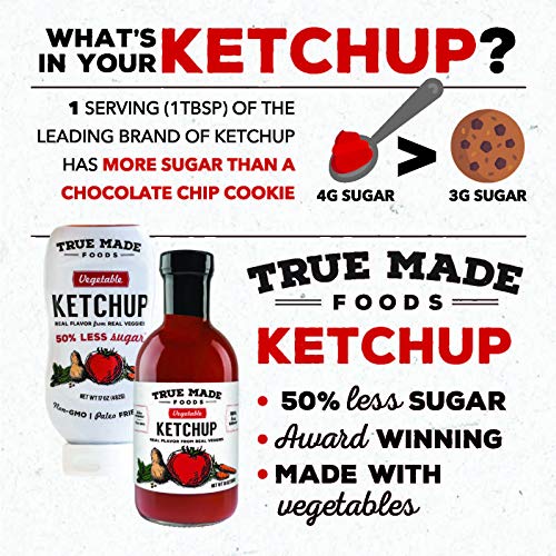 True Made Foods Vegetable Ketchup, Paleo Friendly, Non-GMO, Low Sugar, 17oz Squeeze Bottle, Pack of 2 - Thumbnail 5