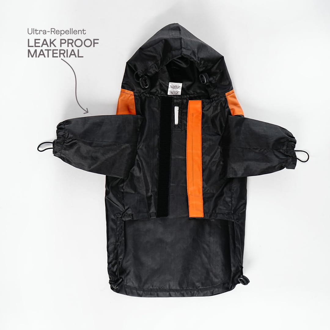 Barks & Wags Raincoats for Dogs Waterproof Polyester Dog Raincoat - Lightweight, Windproof & Hooded Jacket for Pets (Orange, L) 1
