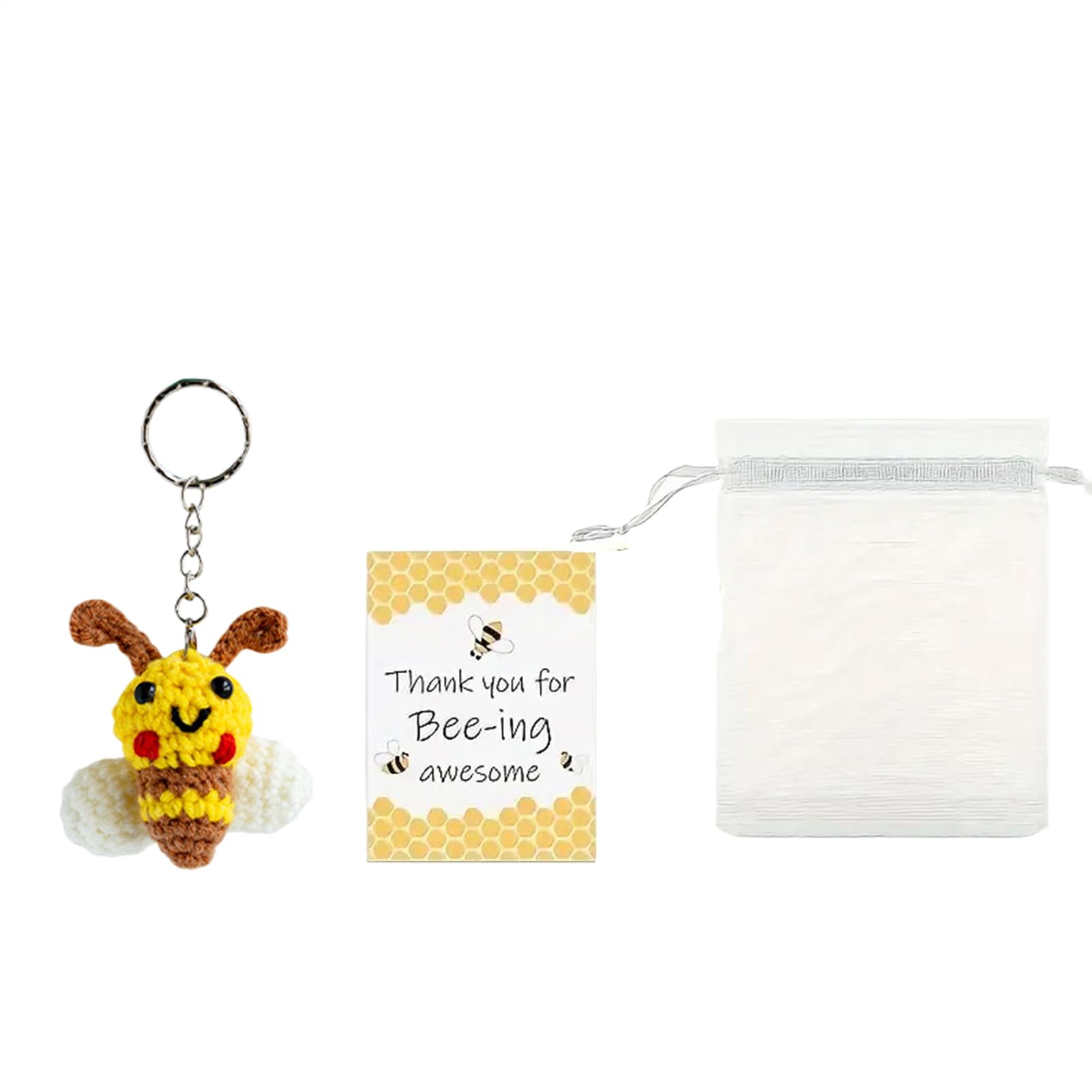 Emdvsco Unisex Single Attribute Bee Keychains,Thank You Card For Colleagues | Decorative Festive Keyrings, Holiday Supplies For Employee Nurses Colleagues
