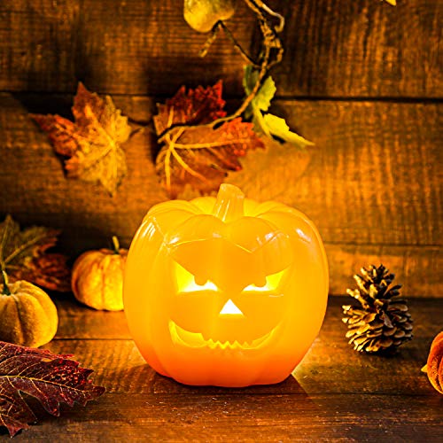 Romingo Fall Autumn Holiday orrange Pumpkins Lighted Halloween Festival Home Decorations Lanterns Pumpkin Candle Light with 6 Hour Timer Decorrats