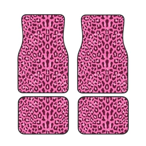 Alfombrillas para coche rosa leopardo antideslizantes juego de 4 piezas de neopreno universal