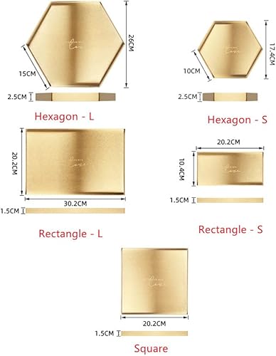 Miniatura 3 de Bandejas rectangulares doradas, bandeja de metal de acero inoxidable para servir, bandeja decorativa para el hogar, bandeja de almacenamiento para