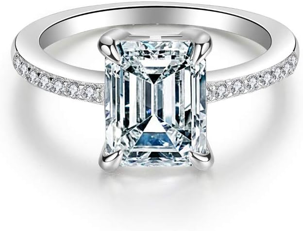 925 Sterling Silver 9x7mm 2.5 Ct Radiant-cut Bridal Ring Solitaire Engagement Anniversary Wedding Ring