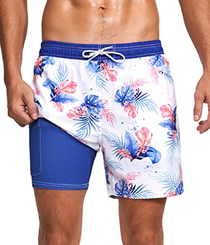 Mens Swim Trunks with Compression Liner 5.5