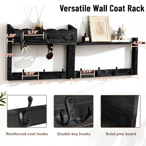 Save 50% on 28-inch Wall-Mounted Coat Rack with Shelf - Image 2