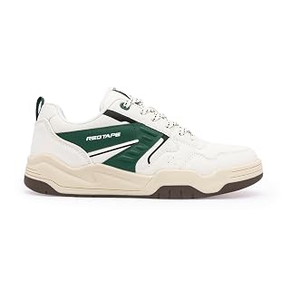 Red Tape Men's Sneakers Beige Green Pu Round Toe Lace-Up, 8 UK