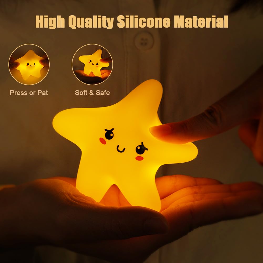 HOTUT Night Light for Kids Bedroom Baby Night Light USB Rechargeable, Dimmable Stars Lamp Cute Silicone Kids Lamp - Image 3
