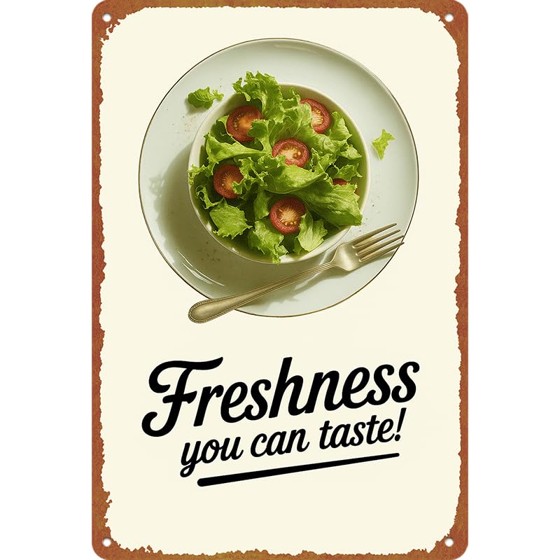 Salad Garden Freshness Metal Sign Fun & Quirky Creative Wall Decor Art 8 * 12 Inches Aluminum Poster Ideal For Office Living Room Bedroom Cafes & Gifts