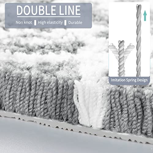 Yimobra Luxury Fluffy Bathroom Rugs, Super Elastic Soft Thick Plush Bath Mat, Non-Slip Water Absorbent, Easier To Dry, Durable Shaggy Microfiber Floor Carpet For Bathtub, 24 X 17 Inch, Grey #TOP1