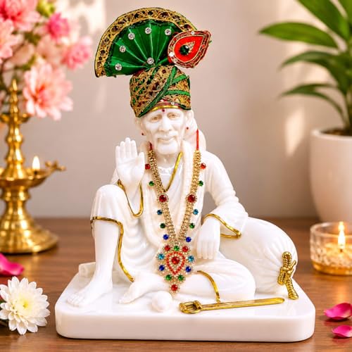 Image of Marble Sai Baba Dwarkamai Blessings Hand for Home and Pooja Room