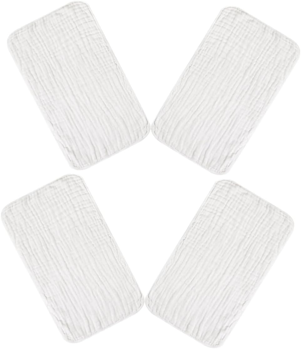 Didiseaon Cartoon Newborn Washcloths 4 Pack Soft Face Towels for Boys and Girls Absorbent Bath Towels Gentle Touch Quick Dry White
