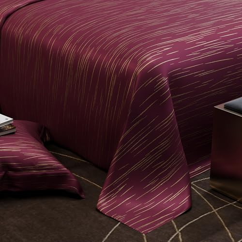 Image of Stoa Paris 350TC Luxstre Cotton Super King Printed Bedding Set for King & Double Size Beds with 2 Pillow Covers, 274 x 274cm Bedsheet, All-Season Comfort, Breathable, Home Decor, Panache 2.0 - Ruby