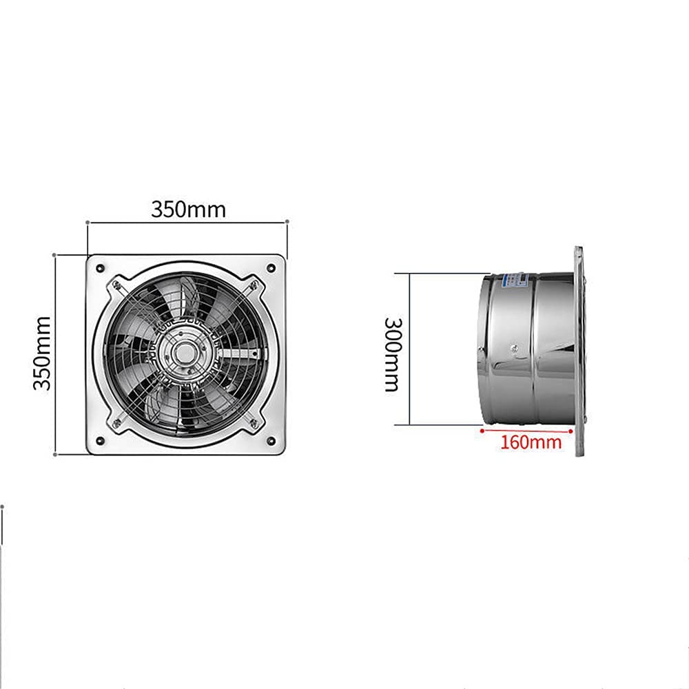Aspiratore da 12", Aspiratore da Parete o Soffitto con Serranda Posteriore per Bagno Camera da Letto 3000m3/h