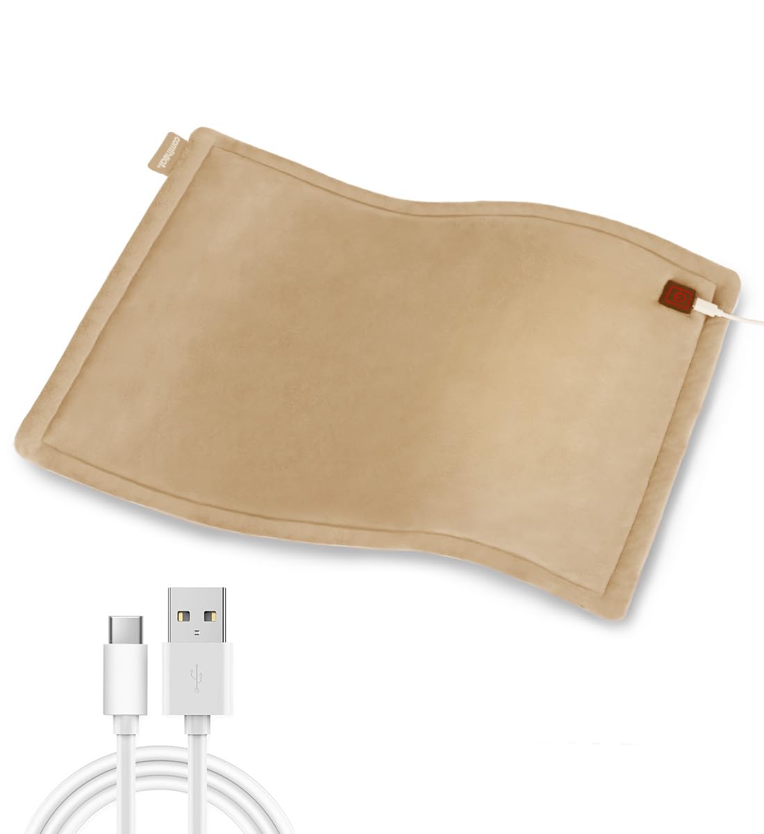 USB Heating Pad, 5V Heated Travel Pads, 3 Heat Settings & Auto Shut Off, Hot Therapy for Pain Relief Abdomen Cramps (16"x 12") (Non-Chargeable) Khaki