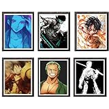 Lienzo de tela de anime manga OP Pirate Luffy Robin Zoro - Cuadro digital de anime para pared, 8 x 10 pulgadas, sin marco, juego de 6 piezas