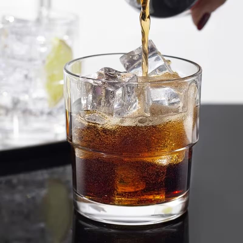 Image of PrimeWorld Vintage High Borosilicate Roostertail Drinking Glass Set of 6-300ml | Freeze-Safe, Dishwasher Safe, Hot & Cold Glassware | Premium Transparent Cups for Coffee, Tea, Juice & Daily Use