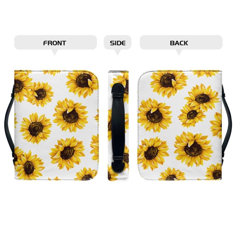 Garronmavis Yellow Sunflowers Zippered Bible Case for Women Men Retro Flower Bible Cover Floral Painting Bible Holder Bags - M - Image 4