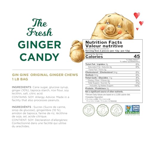 image for GIN GINS Original Ginger Chews – Natural Fresh Ginger Candy by The G