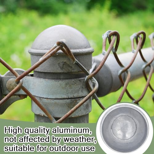 Image of Yaocom 20 Pcs 2-3 /8 inch Chain Link Fence Post Cap Round Dome External Post Caps Aluminum Chain Link Only Use for Outside Diameter Outdoor Fence Parts, Silver