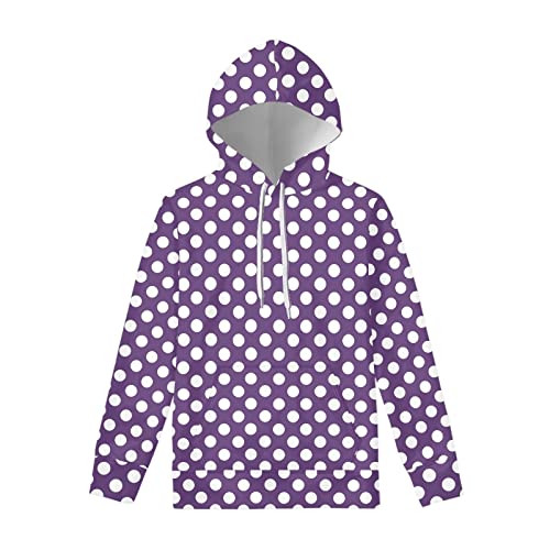 Sweat à capuche homme manches longues motif à pois violet original