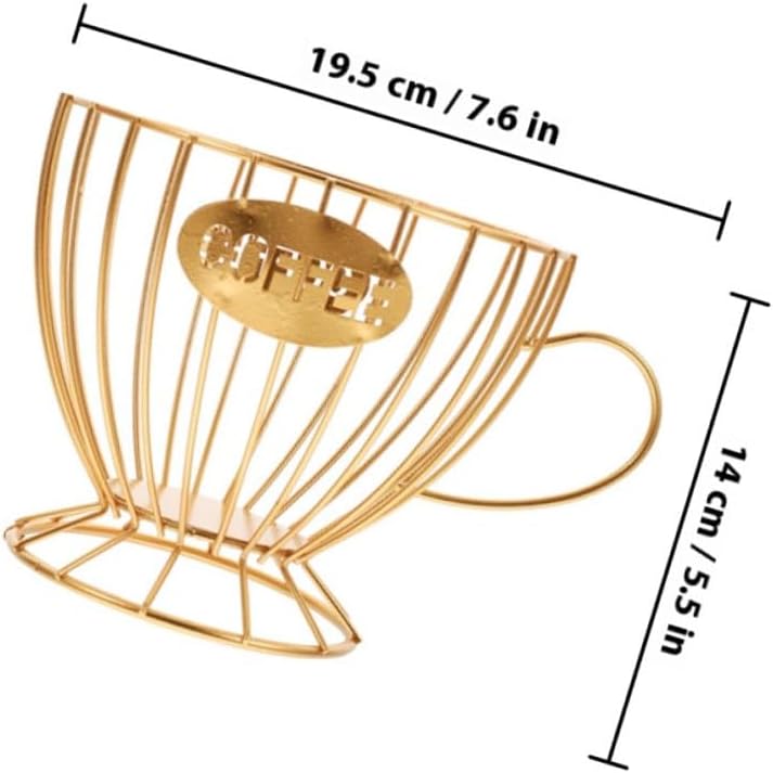 BESPORTBLE Metal Coffee Storage Basket with Hollow Design Multi-use Coffee Pod and Fruit Holder for Home Office Countertop Organizer and Easy-clean in Gold