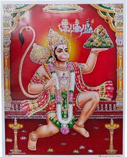 Rastogi Handicraft Best Of Indian Reprint Hindu God Poster/Picture With Unframed (Flying-Hanuman-Ji-With-Hill-11 X9)
