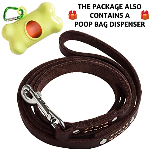 Adityna Leather Dog Leash 6 Ft - Heavy-Duty, Soft And Strong Leather Leash For Small And Medium Dogs (6 Ft X 5/8", Brown) #TOP4