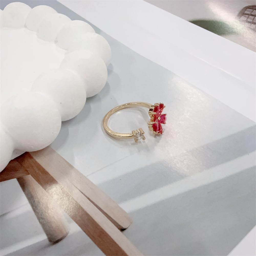 Delicate CZ Flower Rings for Women Cubic Zirconia Minimalist Thin Band Gold-Tone Plated Wedding Statement Daisy Open Wrap Finger Ring Comfort Fit Adjustable Cute Friendship Jewelry for Girlfriend - Image 6