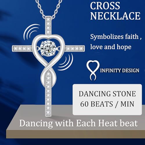 Moissanite Cross Necklace for Women,Floating Lab Diamond Crucifix Pendant Chain for Men,Religious Cross Jewelry S925 Sterling Silver Necklace Gifts for Valentine's Day Women4