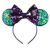 Foeran Mouse Ears Headbands Shiny Bows Mouse Ears Glitter Party Princess Decoration Cosplay Costume for Girls Women (Mermaid/Starfish)