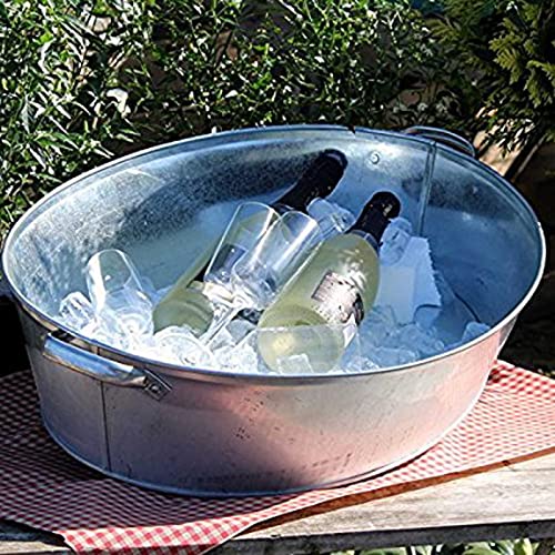 Zinkwanne 27 Liter oval mit stabilen Griffen für Garten und Dekoration
