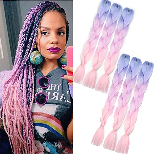 braiding hair pink 6packs jumbo braids extensions