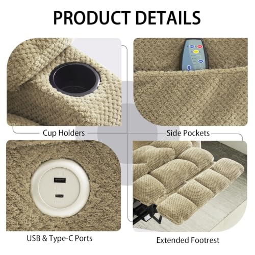 Image of Infinite Position Power Lift Recliner Chair for Elderly & Adults, Oatmeal