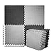 BEAUTYOVO Puzzle Exercise Mat with 12 Tiles Interlocking Foam Gym Mats, 24' x 24' EVA Foam Floor Tiles, Protective Flooring Mats Interlocking for Gym Equipment, Black/Gray
