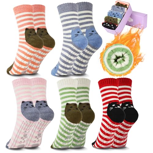 Non Slip Socks for Women with Grips Thermal Winter Warm Thick Coz...